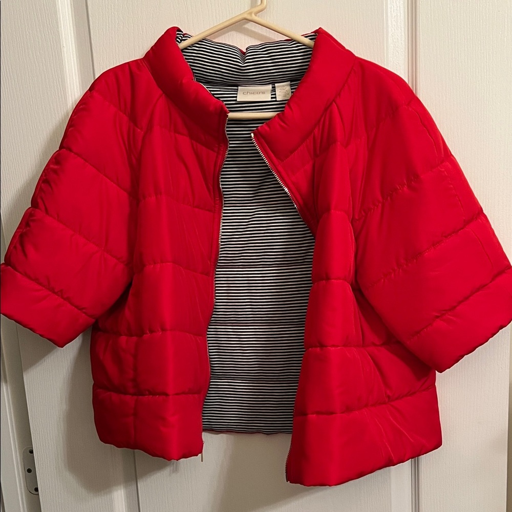 Chicos Red Puffer Jacket